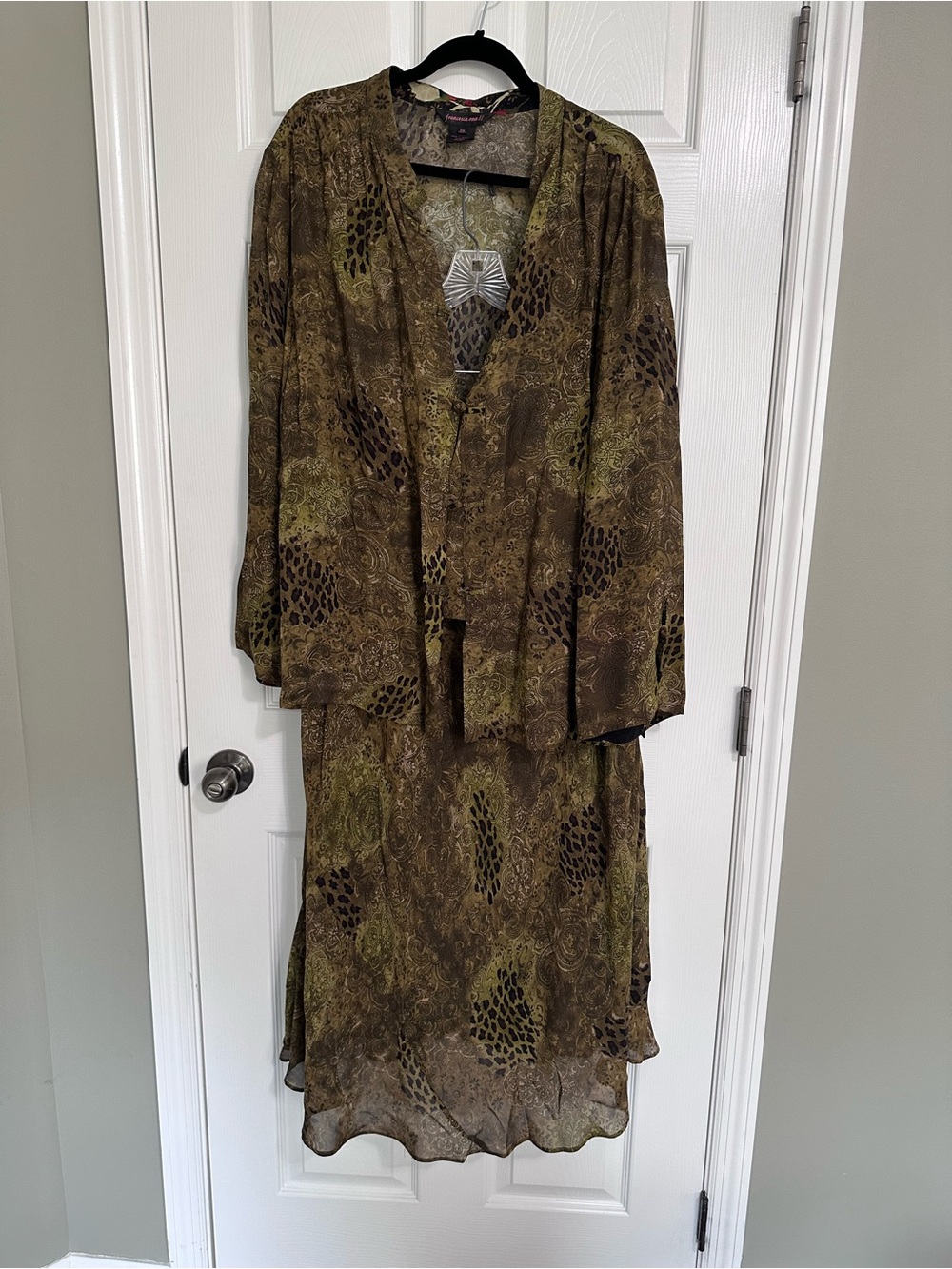 Women’s Olive Green Printed Skirt Set